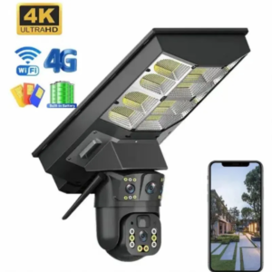Solar Camera With Street Light  4MP PIR PTZ  Security Camera Led Luminaire IP66 Camera 4G Solar Dual Lens Solar Camera on LED Solar Street Lamp