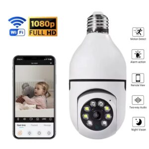 1080p Full HD Single Lens WiFi Mini Bulb Indoor Two-way Audio Smart APP Control Indoor V380pro CCTV Security Bulb Camera