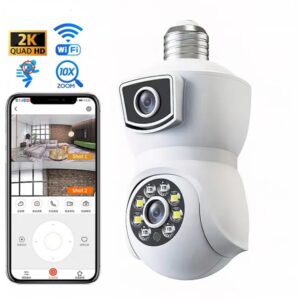 2025 Hot Selling Dual Lens Bulb Light Camara Full Color Night Vision Wireless Smart Camera 360 Panoramic Wifi Bulb Camera with E27